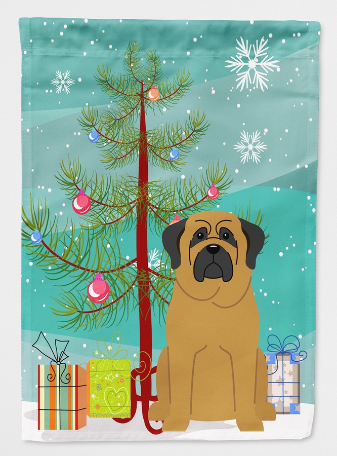 Merry Christmas Tree Mastiff Flag Garden Size