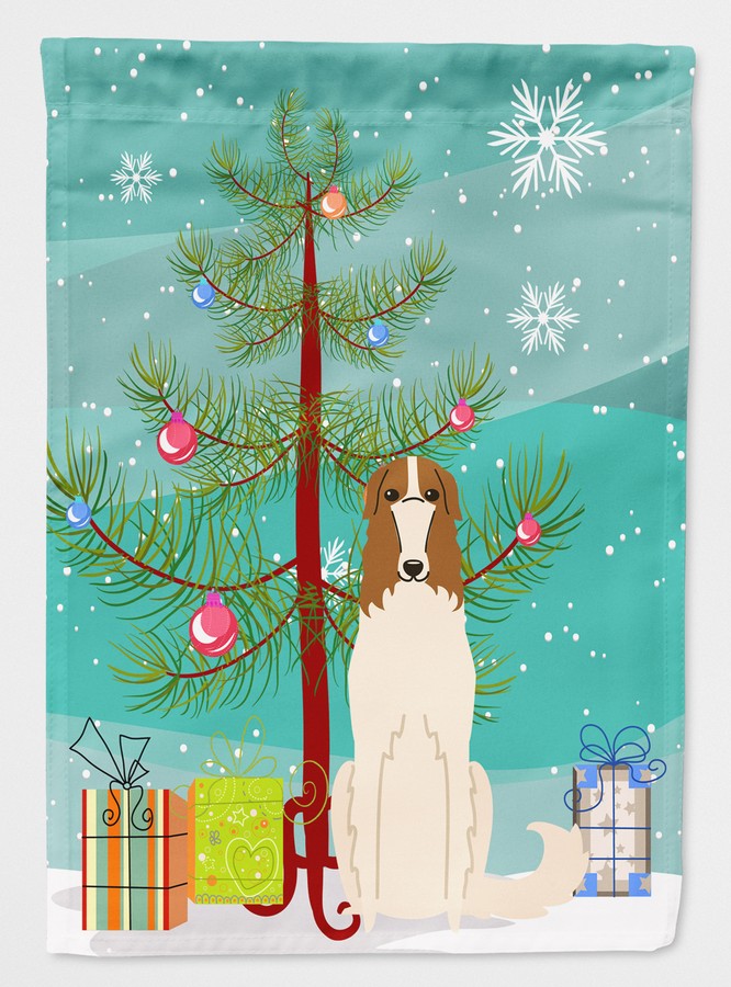 Merry Christmas Tree Borzoi Flag Garden Size