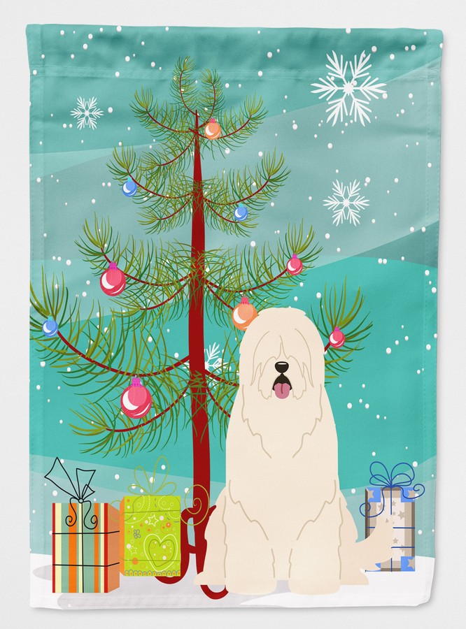 Merry Christmas Tree South Russian Sheepdog Flag Garden Size