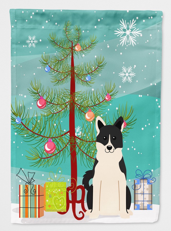 Merry Christmas Tree Russo-European Laika Spitz Flag Garden Size