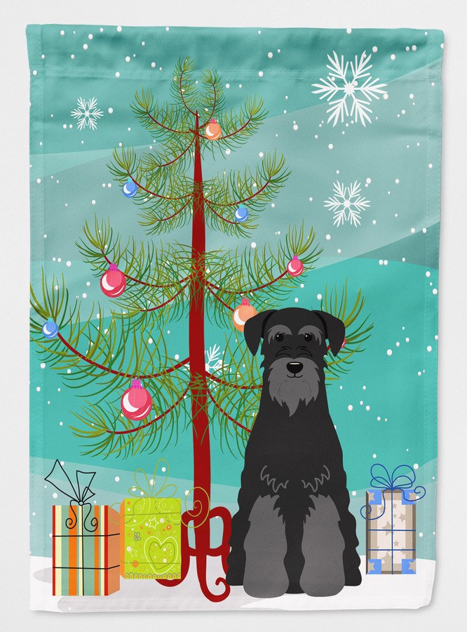 Merry Christmas Tree Standard Schnauzer Black Flag Garden Size
