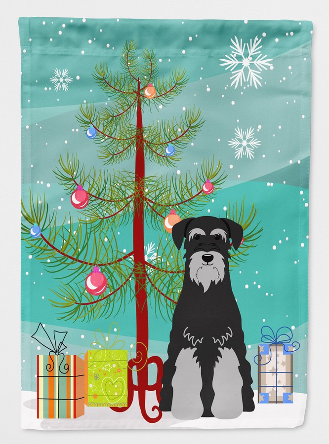 Merry Christmas Tree Standard Schnauzer Black & Grey Flag Garden Size