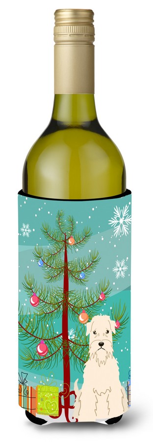 Merry Christmas Tree Soft Coated Wheaten Terrier Wine Bottle Beverge Insulator Hugger
