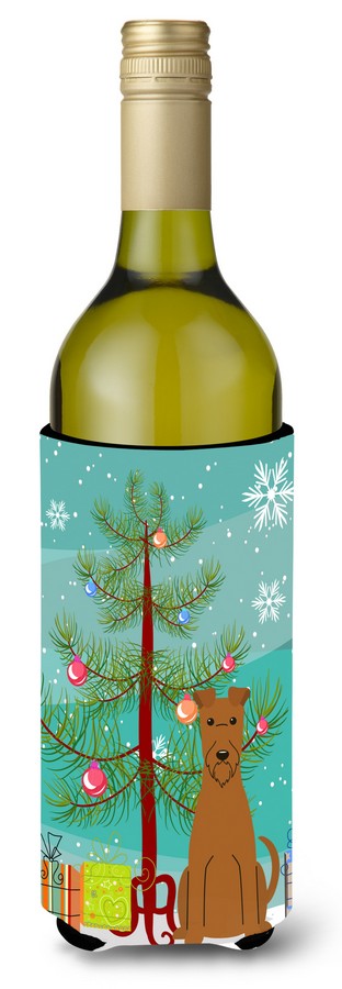Merry Christmas Tree Irish Terrier Wine Bottle Beverge Insulator Hugger