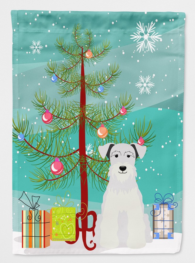 Merry Christmas Tree Miniature Schanuzer White Flag Garden Size
