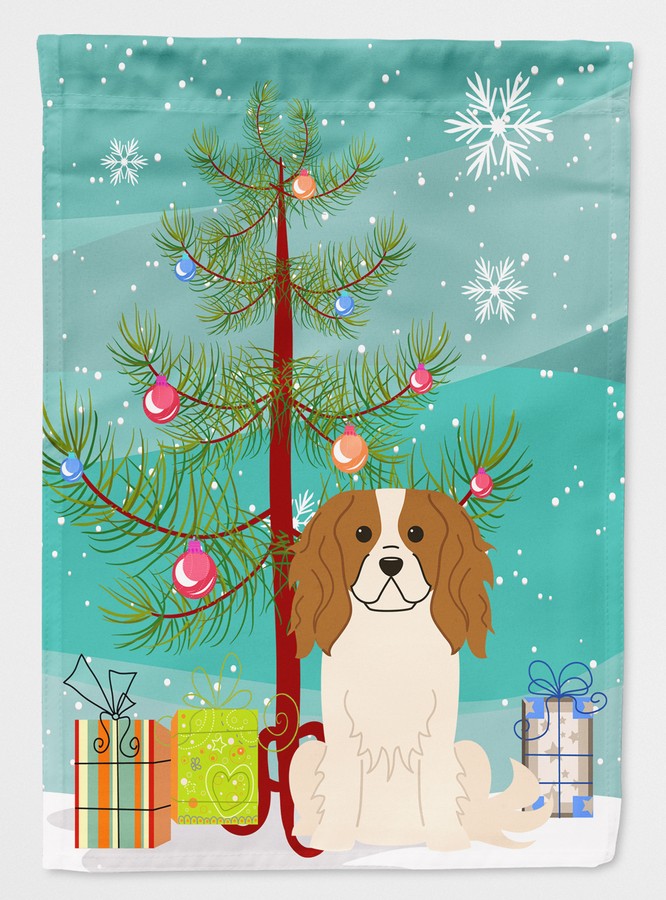 Merry Christmas Tree Cavalier Spaniel Flag Garden Size