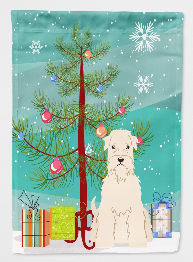 Merry Christmas Tree Soft Coated Wheaten Terrier Flag Garden Size
