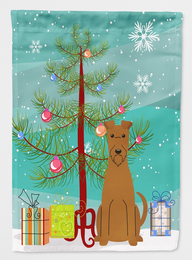 Merry Christmas Tree Irish Terrier Flag Garden Size