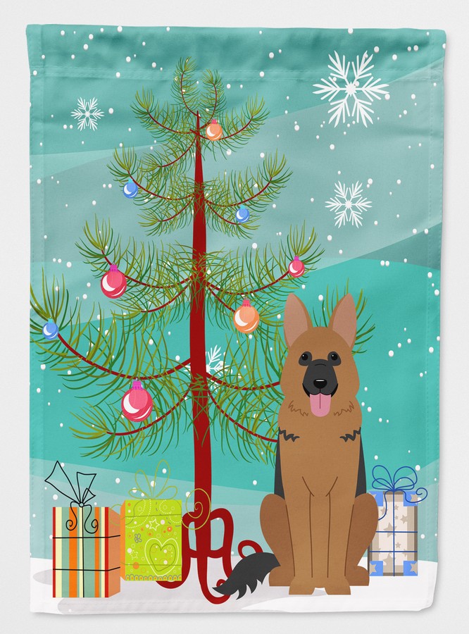 Merry Christmas Tree German Shepherd Flag Garden Size