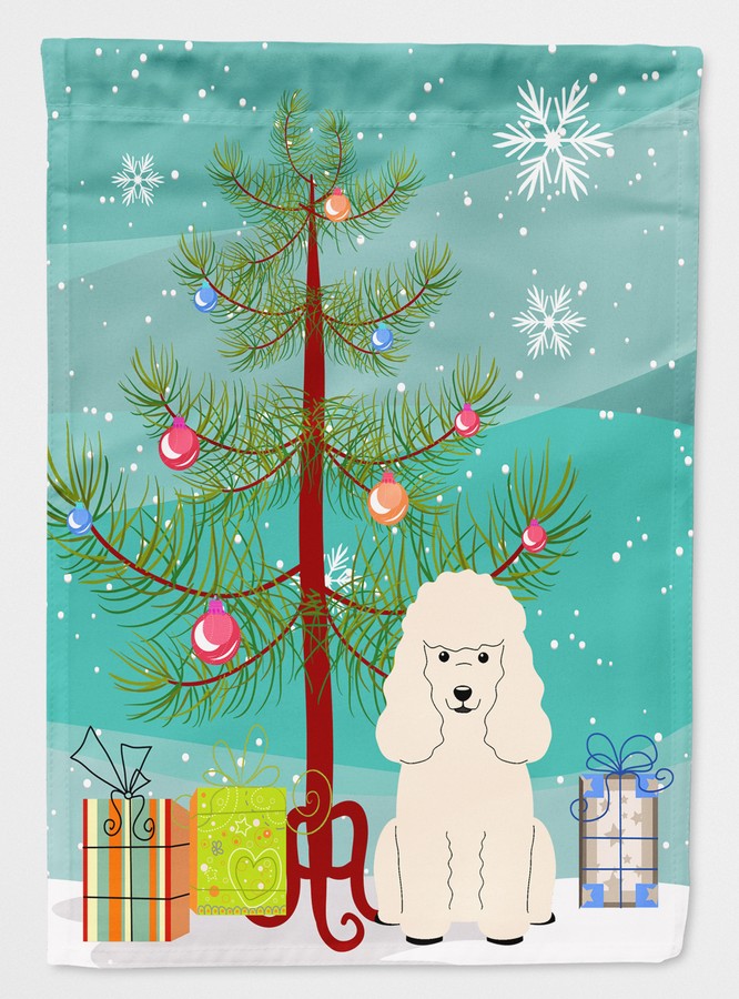 Merry Christmas Tree Poodle White Flag Garden Size