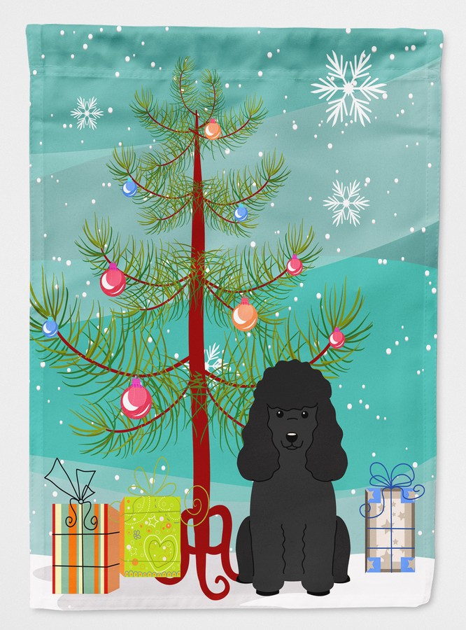Merry Christmas Tree Poodle Black Flag Garden Size
