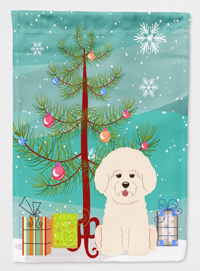 Merry Christmas Tree Bichon Frise Flag Garden Size