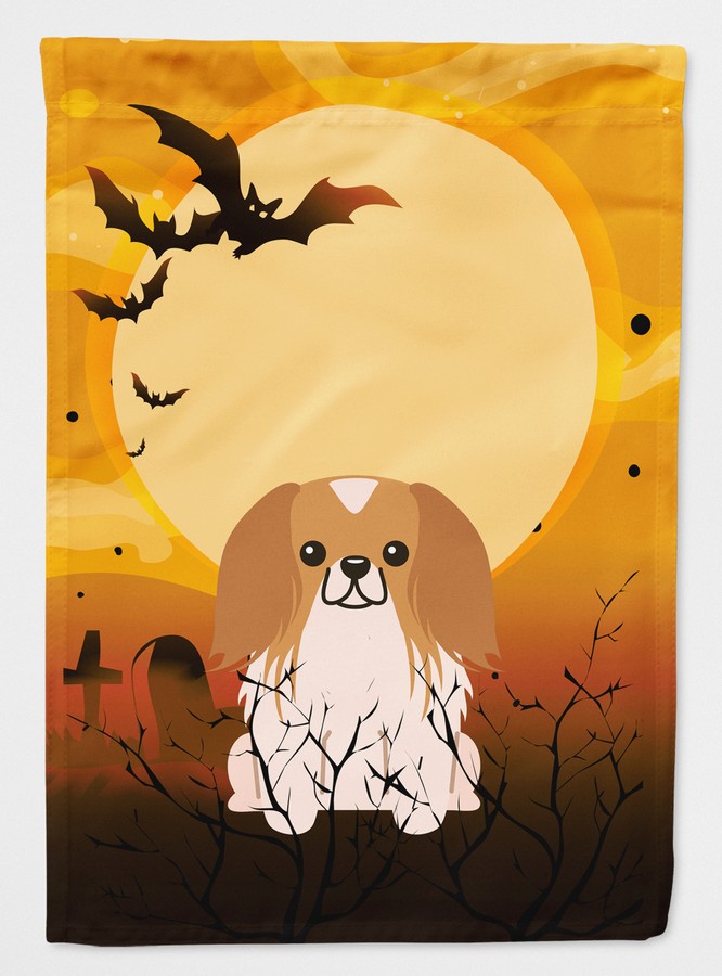 Halloween Pekingnese Red & White Flag Garden Size