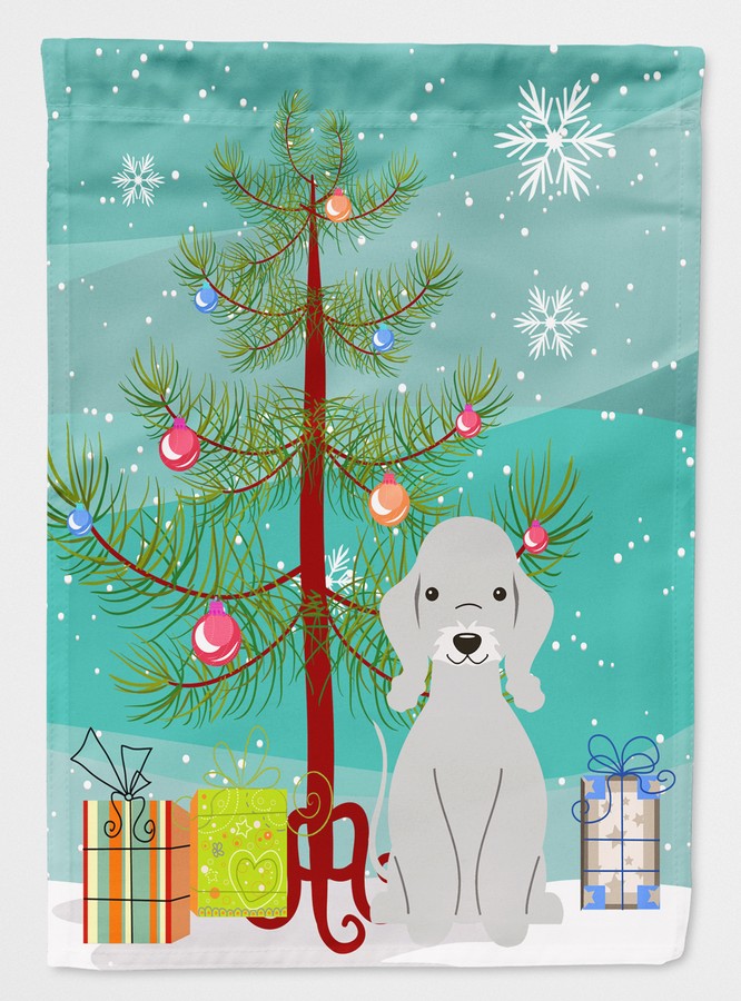 Merry Christmas Tree Bedlington Terrier Blue Flag Garden Size