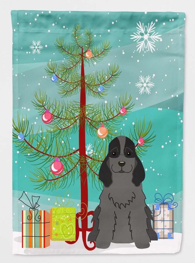 Merry Christmas Tree Cocker Spaniel Black Flag Garden Size