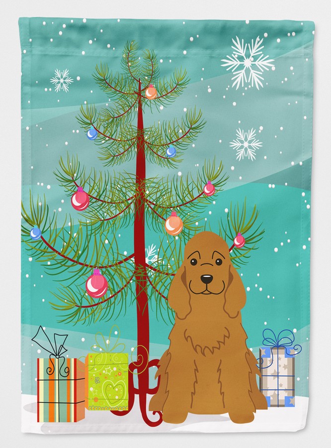 Merry Christmas Tree Cocker Spaniel Red Flag Garden Size