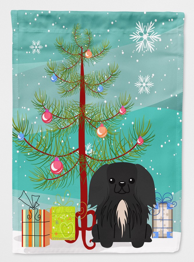 Merry Christmas Tree Pekingnese Black Flag Garden Size