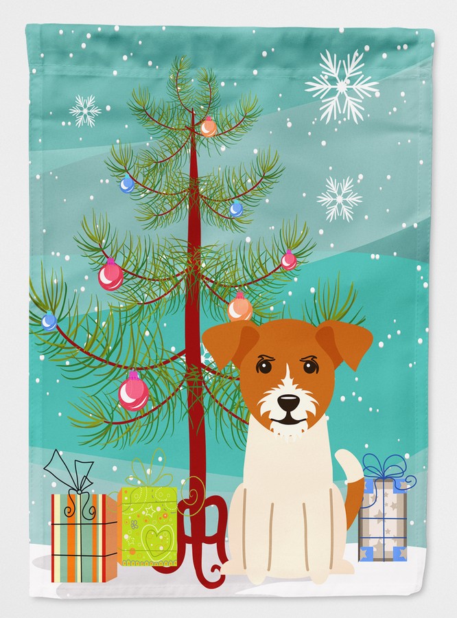 Merry Christmas Tree Jack Russell Terrier Flag Garden Size