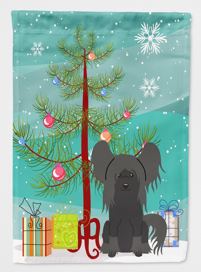 Merry Christmas Tree Chinese Crested Black Flag Garden Size