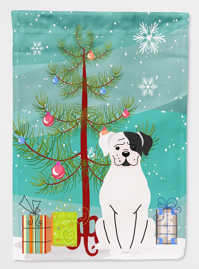 BB4239GF Merry Christmas Tree White Boxer Cooper Flag Garden Size