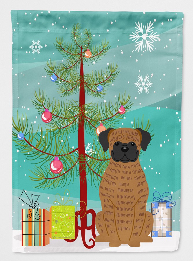 Merry Christmas Tree Brindle Boxer Flag Garden Size