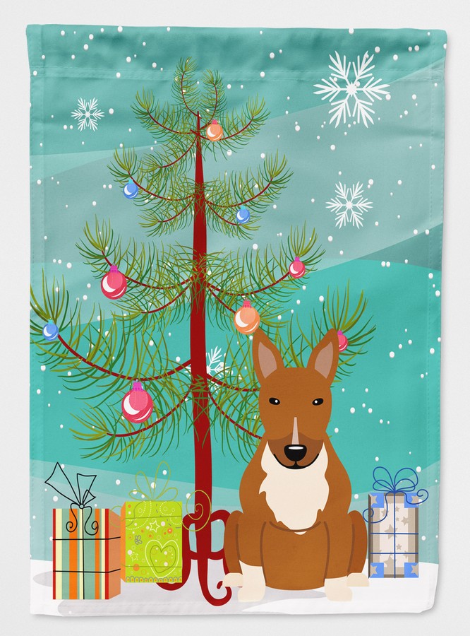 Merry Christmas Tree Bull Terrier Red Flag Garden Size