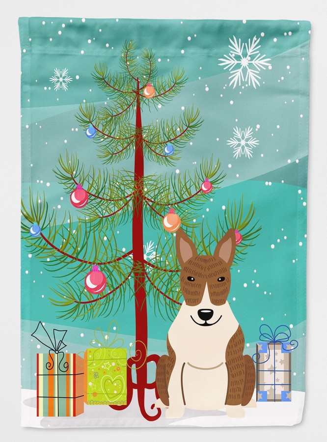 Merry Christmas Tree Bull Terrier Brindle Flag Garden Size
