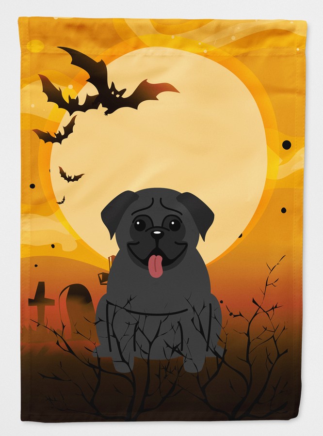 Halloween Pug Black Flag Garden Size