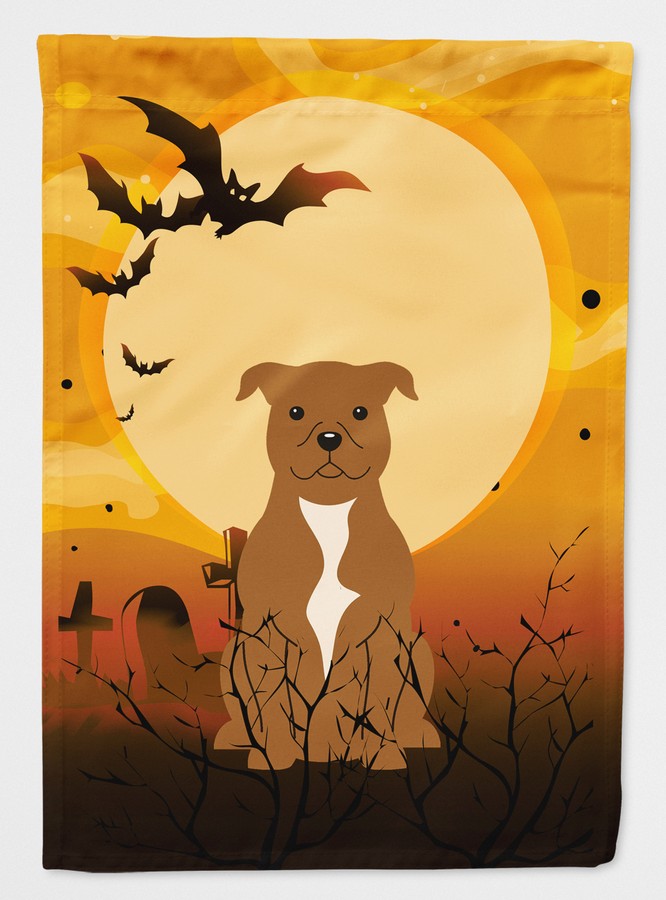 Halloween Staffordshire Bull Terrier Brown Flag Garden Size