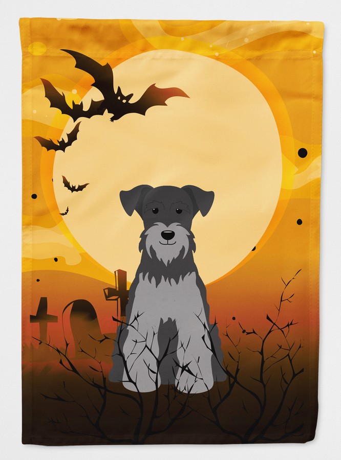 Halloween Miniature Schanuzer Black & Silver Flag Garden Size