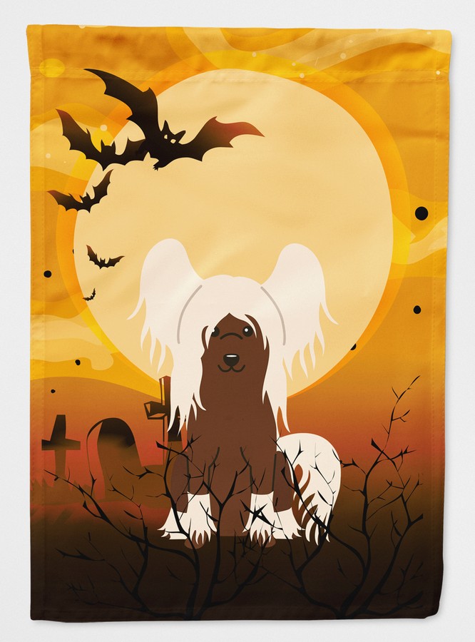 Halloween Chinese Crested Cream Flag Garden Size