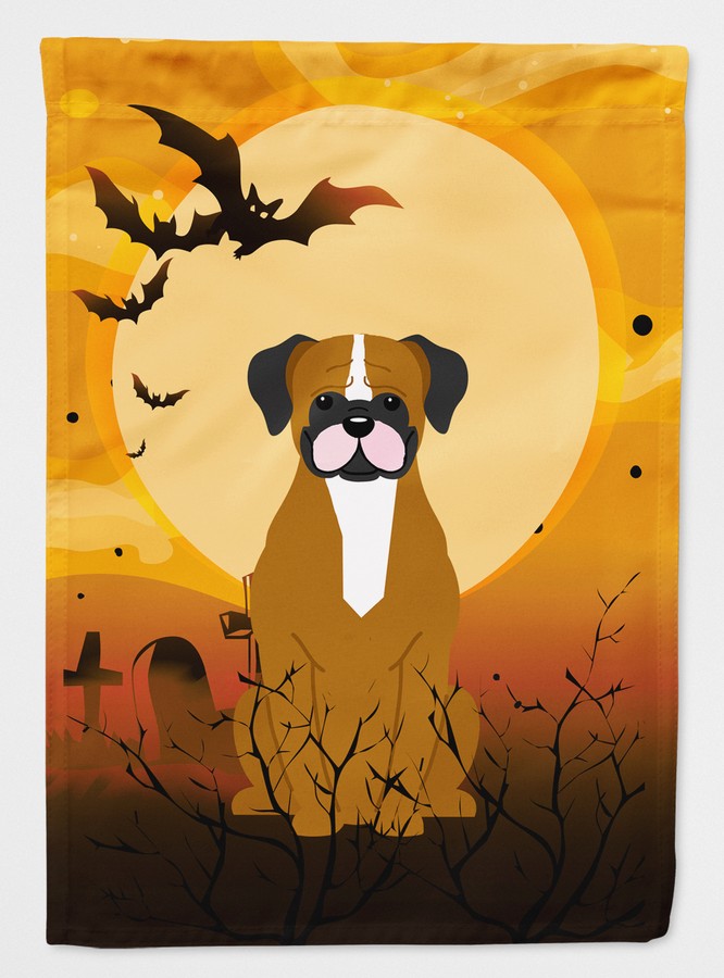 Halloween Flashy Fawn Boxer Flag Garden Size