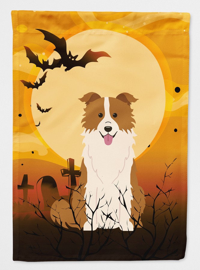 Halloween Border Collie Red & White Flag Garden Size