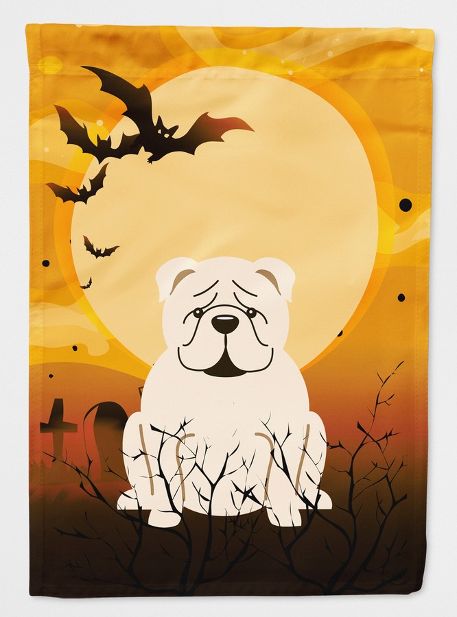 Halloween English Bulldog White Flag Garden Size