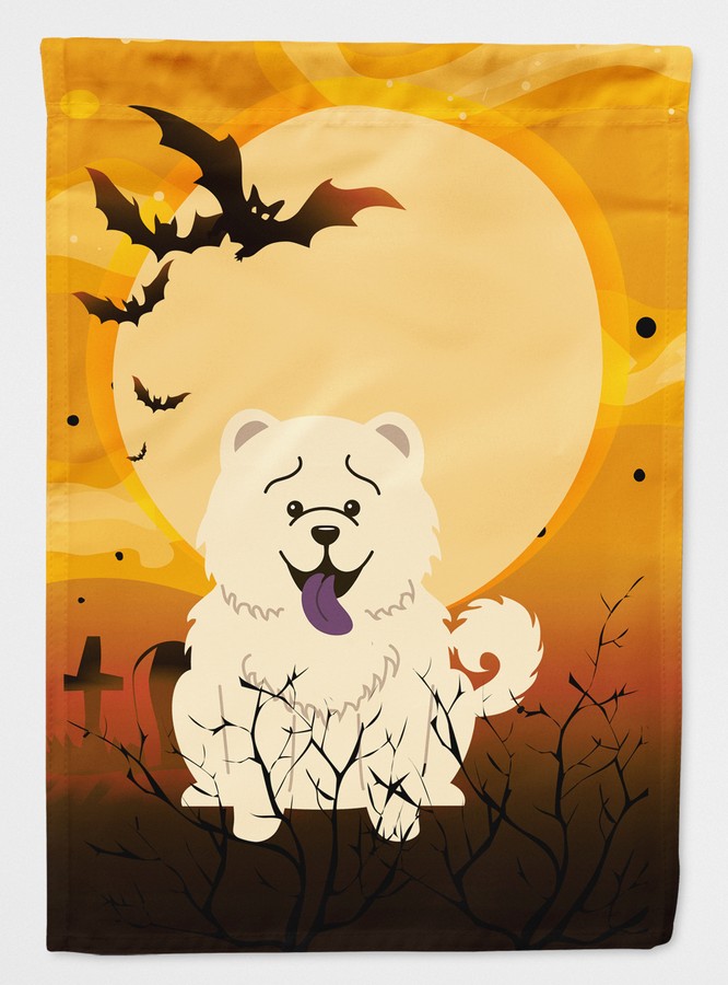 Halloween Chow Chow White Flag Garden Size