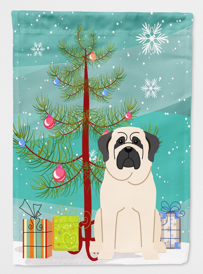 Merry Christmas Tree Mastiff White Flag Canvas House Size