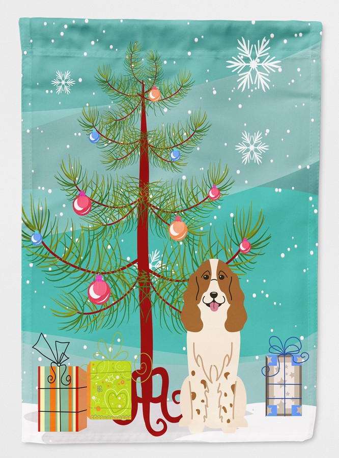 Merry Christmas Tree Russian Spaniel Flag Canvas House Size
