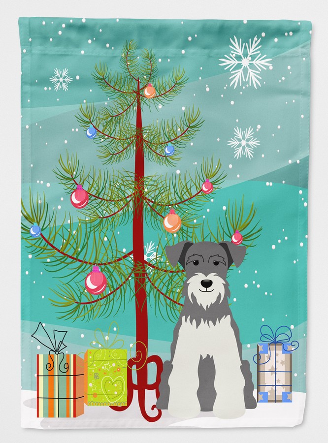 Merry Christmas Tree Miniature Schanuzer Salt & Pepper Flag Canvas House Size