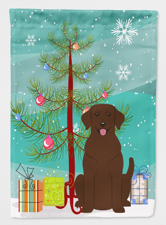 Merry Christmas Tree Chocolate Labrador Flag Canvas House Size