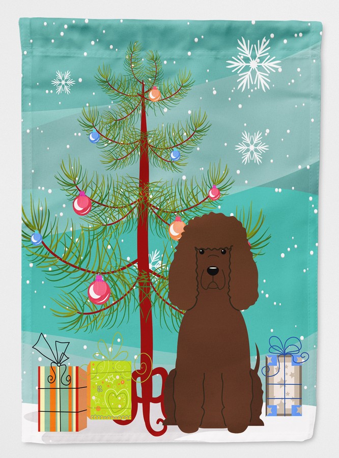 Merry Christmas Tree Irish Water Spaniel Flag Canvas House Size