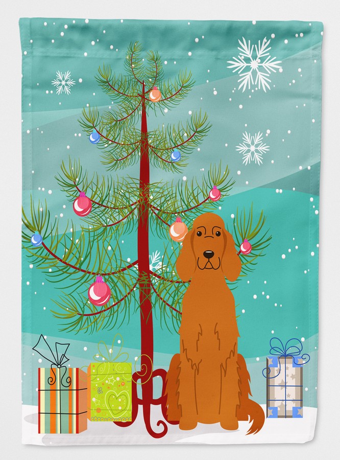 Merry Christmas Tree Irish Setter Flag Canvas House Size
