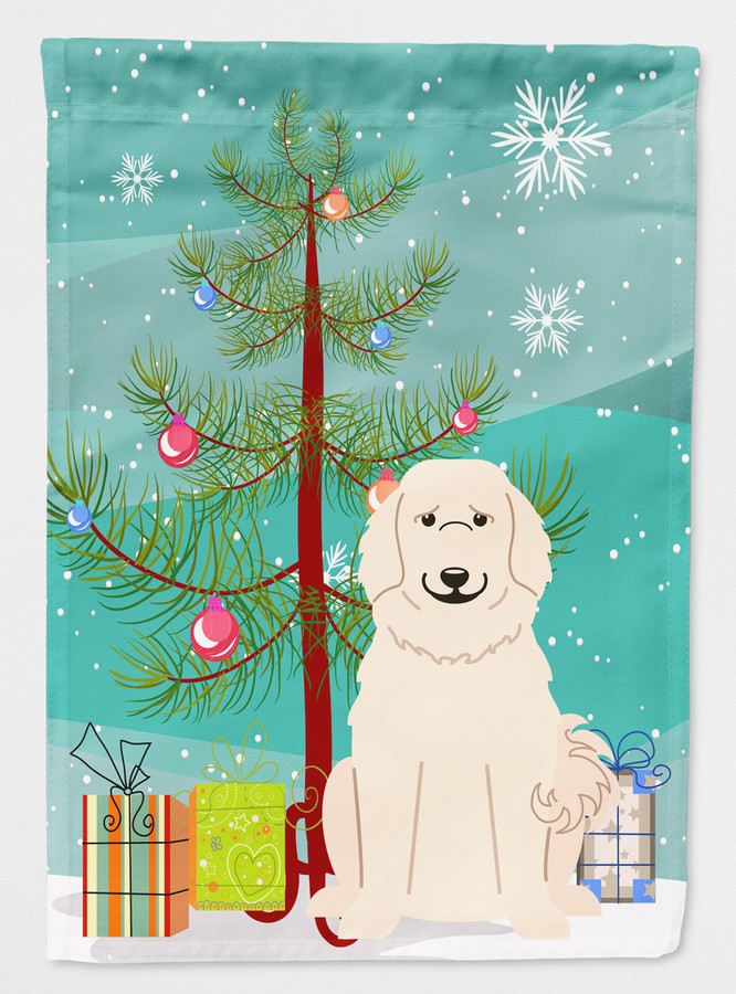 Merry Christmas Tree Great Pyrenese Flag Canvas House Size