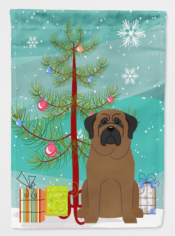Merry Christmas Tree Bullmastiff Flag Canvas House Size