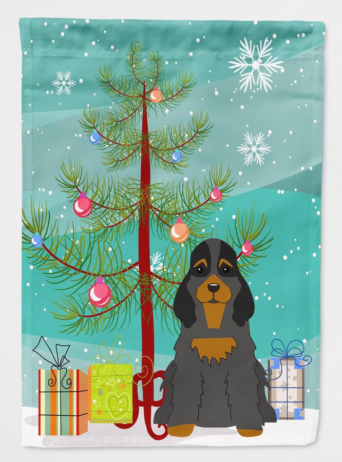 Merry Christmas Tree Cocker Spaniel Black & Tan Flag Canvas House Size