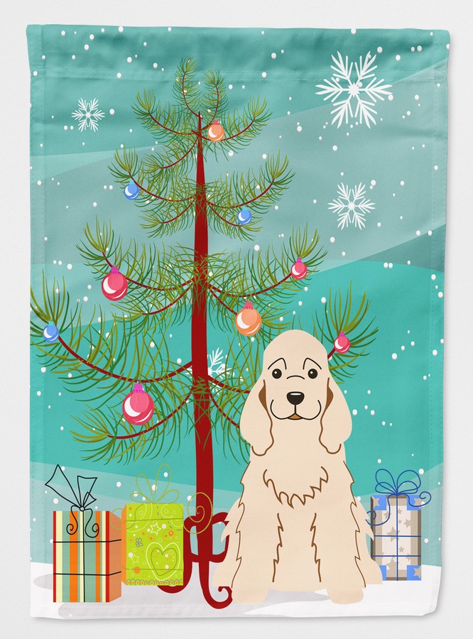 Merry Christmas Tree Cocker Spaniel Buff Flag Canvas House Size