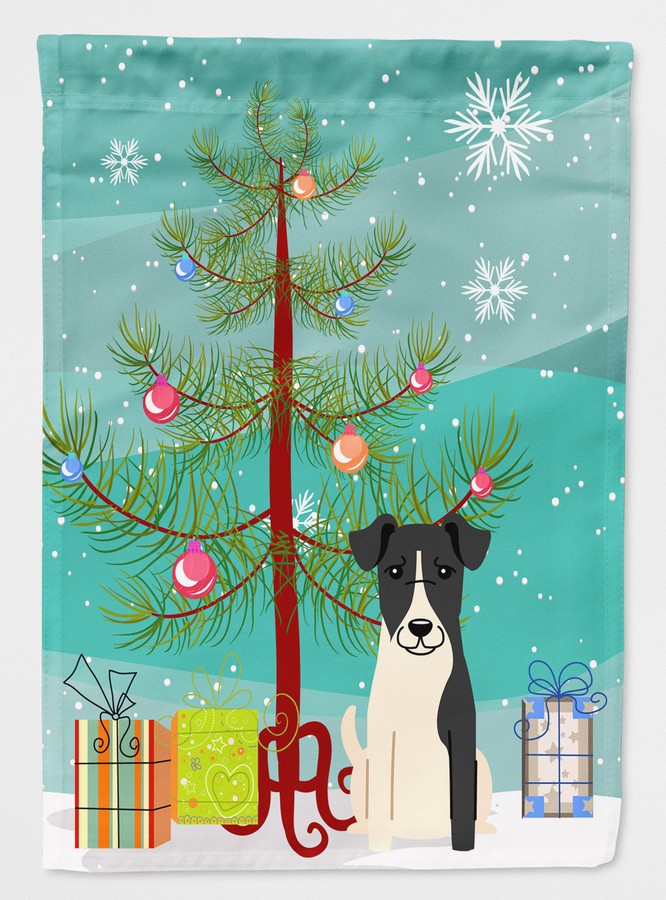 Merry Christmas Tree Smooth Fox Terrier Flag Canvas House Size
