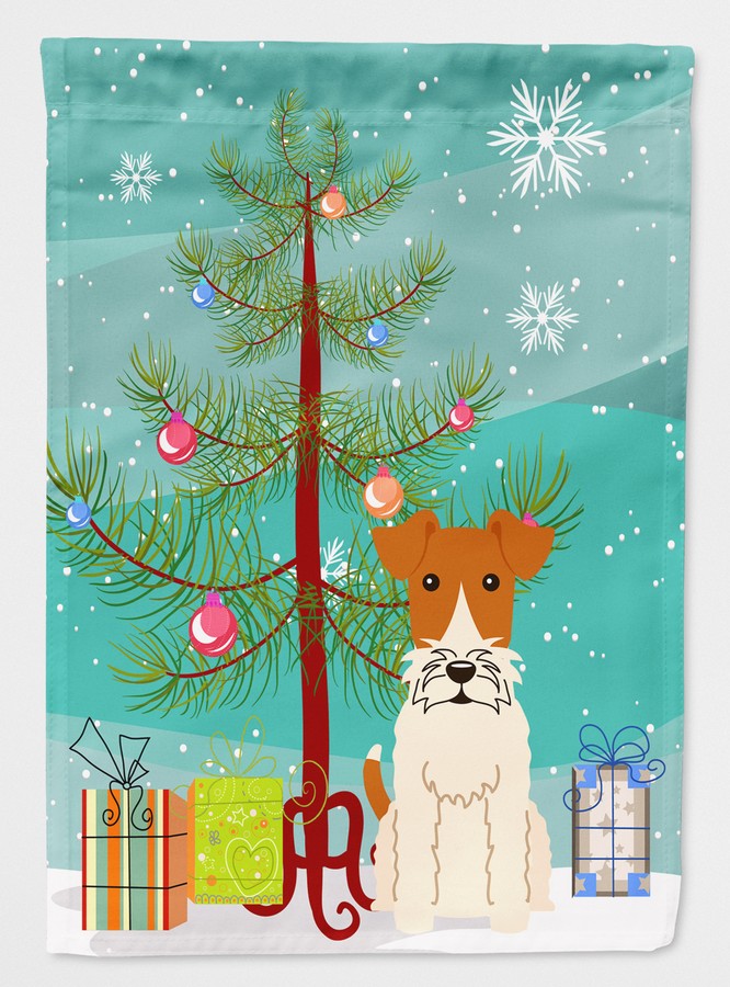 BB4226CHF Merry Christmas Tree Wire Fox Terrier Flag Canvas House Size