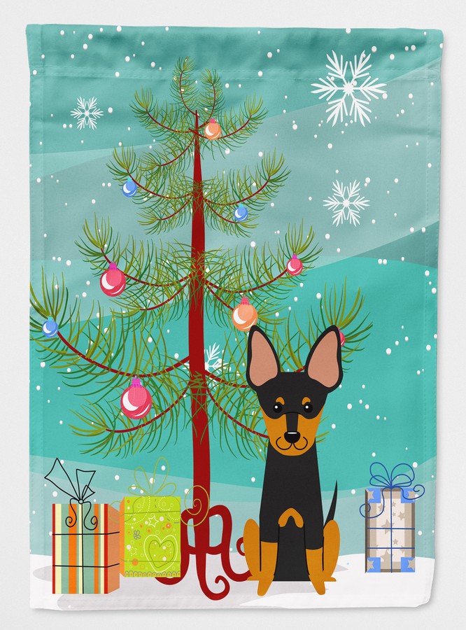 BB4234CHF Merry Christmas Tree English Toy Terrier Flag Canvas House Size