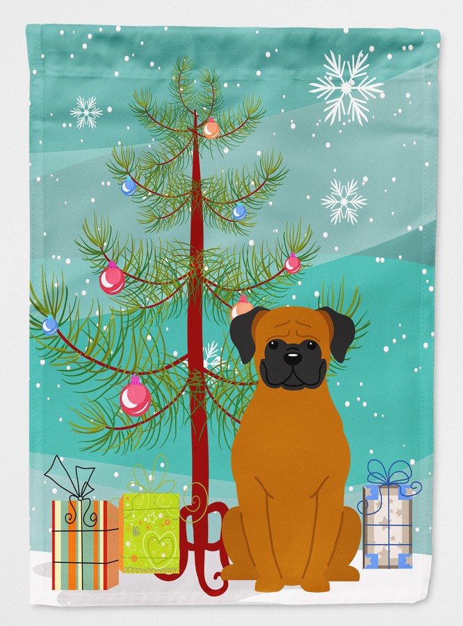 Merry Christmas Tree Fawn Boxer Flag Canvas House Size