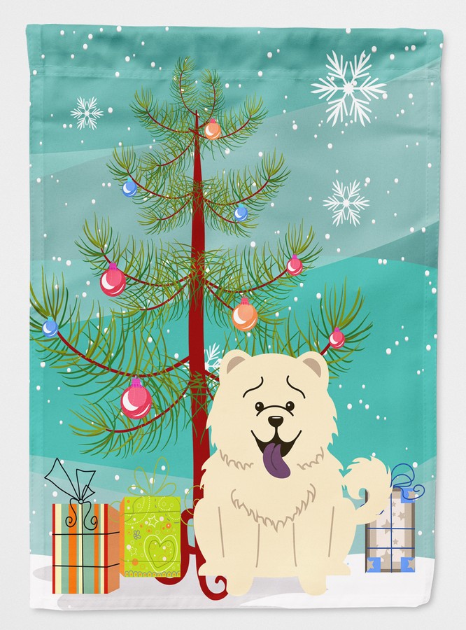 Merry Christmas Tree Chow Chow White Flag Canvas House Size